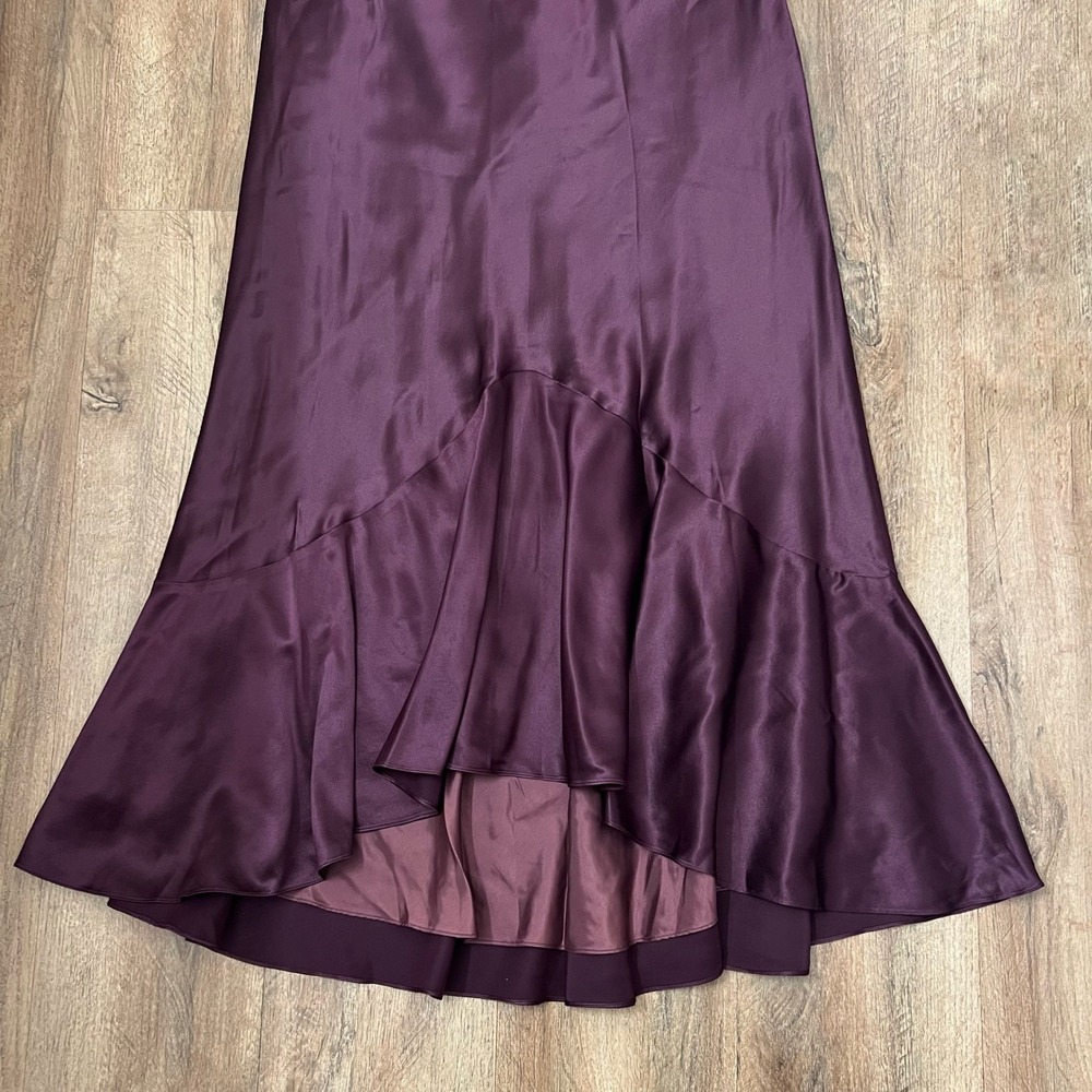 Lauren Ralph Lauren Plum Purple 100% Silk High-Low Mermaid Midi Skirt Size 8 - Picture 4 of 10
